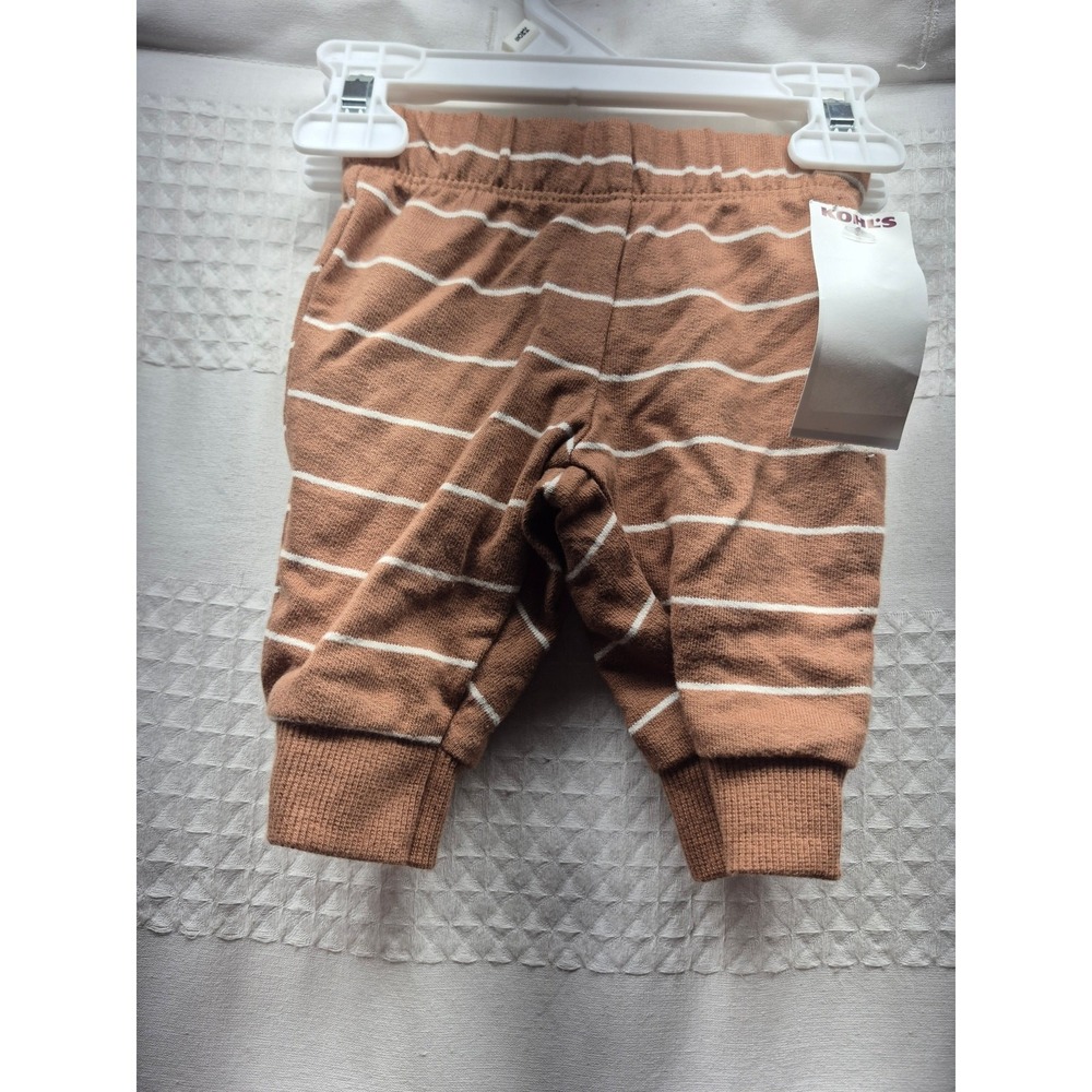 Carters Baby Pants Size Newborn Brown White Striped Cuffed Bottoms 8185